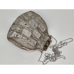 Hashimoto 1950’s Crystal Beaded Fabric Crossbody Beggars Purse Bag